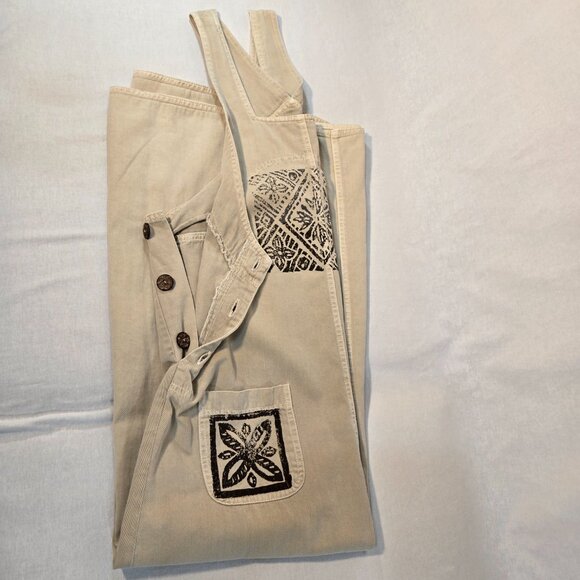 USA Vintage PICCALINO PETITES Modest TAN Floral-Aztec Long Overall Dress Size10P - Picture 7 of 16